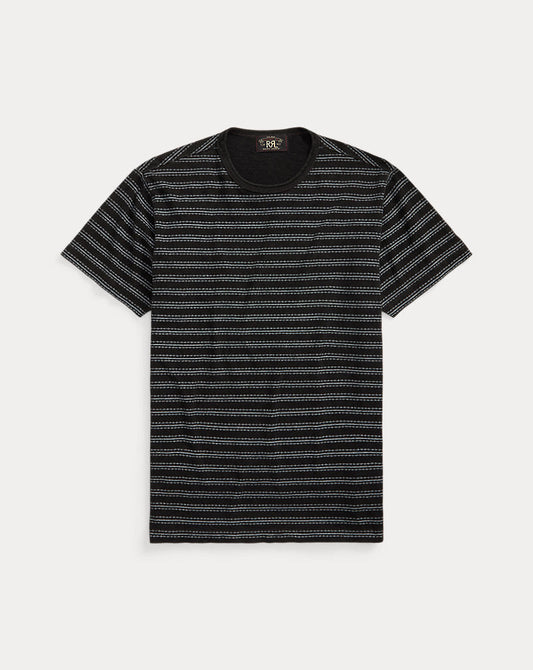 Indigo Striped Jacquard T-Shirt Black Multi